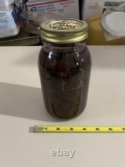 Old 30s or 40s mason jar Fruit Metal Kitchen glass jar Primitive Country ox81