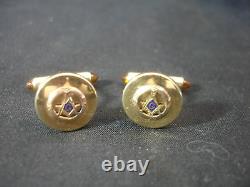 Old Vtg Mason Masonic 10K Yellow Gold Men's Pair Of Cufflinks Jewelry Round