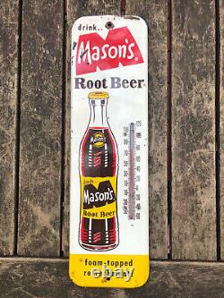 Original Masons Root Beer Thermometer metal sign 60s