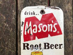 Original Masons Root Beer Thermometer metal sign 60s