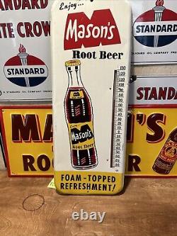 Original''mason's Root Beer'' Thermometer Paint Metal, Therm Works 10x26 Inch