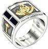 Past Master Two Tone Sterling Silver & Yellow Gold Simulated Sapphire Mason Ring