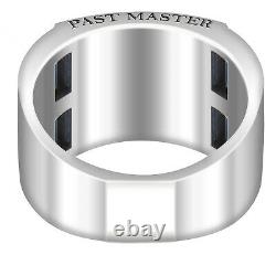 Past Master Two Tone Sterling Silver & Yellow Gold Simulated Sapphire Mason Ring