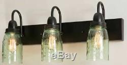 Primitive Country Mason Jar Vanity Lamp Wall Fixture Lighting