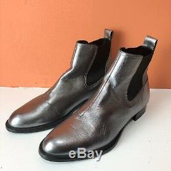 RAG & BONE Mason Gunmetal Silver Leather Chelsea Ankle Boots Women 38/8