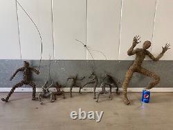 RARE Post Modern Brutalist Wire Man Metal Sculptures (8) Chris Mason, WOW