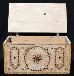 Rare All Original Monterey Classic Decorated Chest With Brass Studs