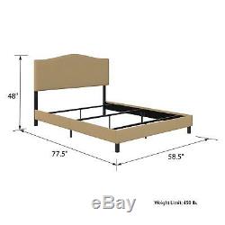 RealRooms Mason Upholstered Panel Bed, Full Size Frame, Tan Linen