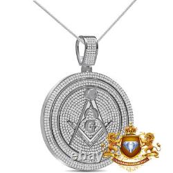 Real 3.85 Ctw. VVS/1 MOISSANITE Freemason Masonic G Compass Pendant Charm +Chain
