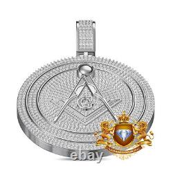 Real 3.85 Ctw. VVS/1 MOISSANITE Freemason Masonic G Compass Pendant Charm +Chain