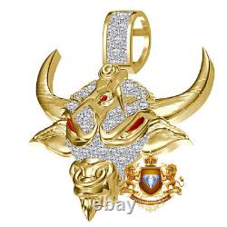 Real Diamond 1.00 Cwt. Bull Head Masonic Freemason All Seeing Eye Charm Pendant