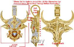Real Diamond 1.00 Cwt. Bull Head Masonic Freemason All Seeing Eye Charm Pendant