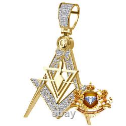 Real Genuine Diamond 0.75 Ct. Masonic York Rite Master Mason Charm Pendant Chain