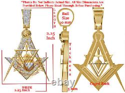 Real Genuine Diamond 0.75 Ct. Masonic York Rite Master Mason Charm Pendant Chain