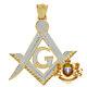 Real Genuine Diamond Masonic Freemason G Compass 10k Gold Over Charm Pendent 2'