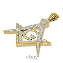 Real Genuine Diamond Masonic Freemason G Compass 10K Gold Over Charm Pendent 2'