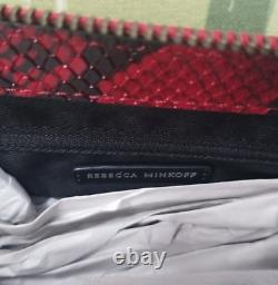 Rebecca Minkoff Mason Clutch Python Embossed Leather Crossbody In Red Apple