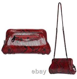 Rebecca Minkoff Mason Clutch Snake Embossed Leather Crossbody Bag in Red Apple
