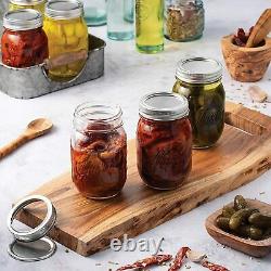 Regular-Mouth Glass Mason Jars, 16-Ounce (6-Pack) Glass Canning Jars with Metal