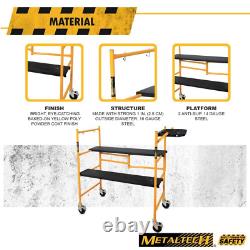 Rolling Scaffold Ladder Platform 500 lb Load Capacity Work Bench Indoor Folding