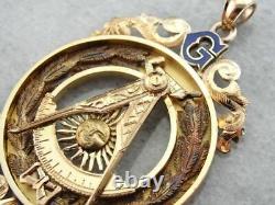 Rosy Yellow Gold Mason Medal with Blue Enamel