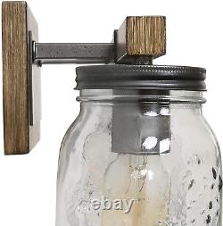 Rustic Bathroom Light Fixtures Farmhouse Vanity Lighting with Mason Jar Glass, W