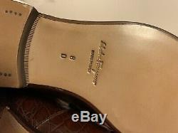 Salvatore Ferragamo Mason 2 Gold Brown Crocodile Skin 0483744 Loafers Shoes 8 D