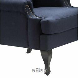 Serta Mason Tufted Armchair with Brass Nailheads Navy Blue