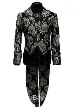 Shrine Gothic Vampire Imperial Blk Silver Victorian Tailcoat Mason Coat Jacket