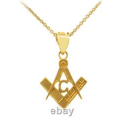 Solid Gold Or 925 Silver Freemason Small Masonic 0.85 Inch Pendant Necklace