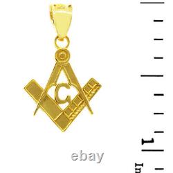 Solid Gold Or 925 Silver Freemason Small Masonic 0.85 Inch Pendant Necklace