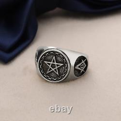 Sterling Silver Pentagram Ring Freemason Ring Masonic Lodge Ring Freemason