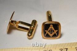 Superb Vintage Solid 14k Gold Masonic Mason Flip Cufflinks EXCELLENT! Free Ship