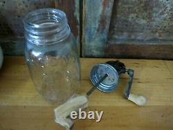 TINY MASON Jar Table Top Size Butter Churn 1 Pint Glass Bottom Farmhouse Rustic