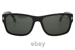 Tom Ford Mason 445 01N Shiny Black Men's Sunglasses Green Lens 58-17-140 WithCase