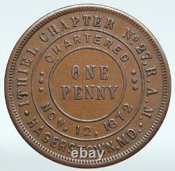 USA FREEMASON Hagerstown MARYLAND Chapter No 27 Penny Masonic Penny Token i89395