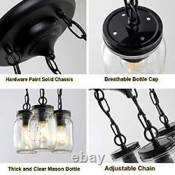 UShe DHome Mason Jar Light Fixtures 3-Light Flush Mount Light Fixture Farmhou