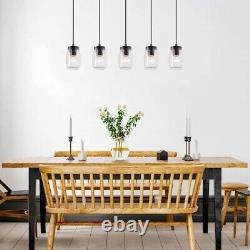 Uolfin Mason Jar 5-Light Rustic Faux Wood Chandelier with Black Accents