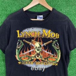 VINTAGE 1990 LYNCH MOB WICKED SENSATION T-SHIRT 90s MAD AT THE WORLD TOUR Size L