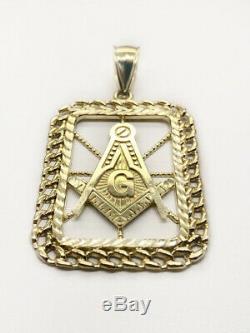 Valentine Gift Men's Solid Metal 14K Yellow Gold Plated Mason Masonic Pendant