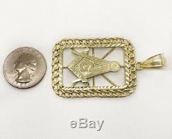 Valentine Gift Men's Solid Metal 14K Yellow Gold Plated Mason Masonic Pendant