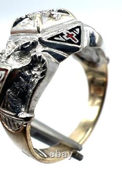 Vintage 10K Solid Yellow And White Gold Men's 32nd Masons Ring 9.4gr Sz 11 1 dia
