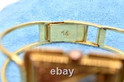 Vintage 14K Solid Gold Band Masonic Freemason Skull G. F Wrist Watch 20 Microns