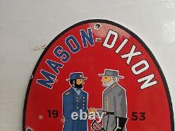 Vintage 1953 Mason-dixon Hi-test Gasoline Porcelain Metal Gas Pump Sign