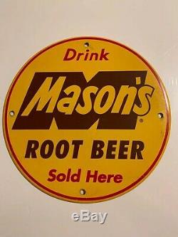Vintage Drink Mason's Root Beer 10 Metal Round Advertising Soda Sign