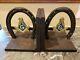 Vintage Free Masons Masonic Metal Horseshoe Bookends With Insignia Attached