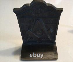 Vintage Freemason MASONIC SHRINER Symbol BRASS Metal Bookends