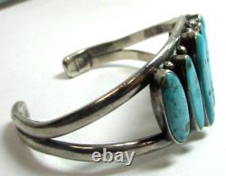 Vintage JM James Mason Navajo Sterling Silver 7 Turquoise Cuff Bracelet