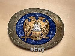 Vintage Johnson & Held Belt Buckle Eagle Handcrafted Denver USA Mason Masonic