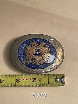 Vintage Johnson & Held Belt Buckle Eagle Handcrafted Denver USA Mason Masonic